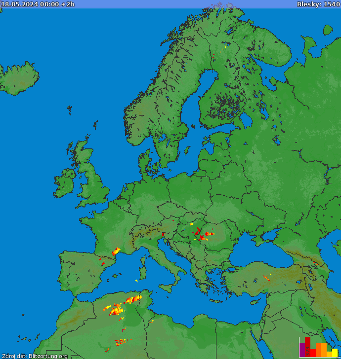 Lightning map Europe 2024-05-18 (Animation)