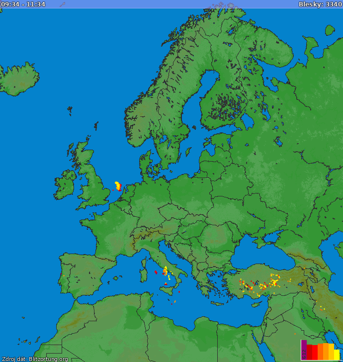 Mapa bleskov Európa 19.08.2022 01:25:02