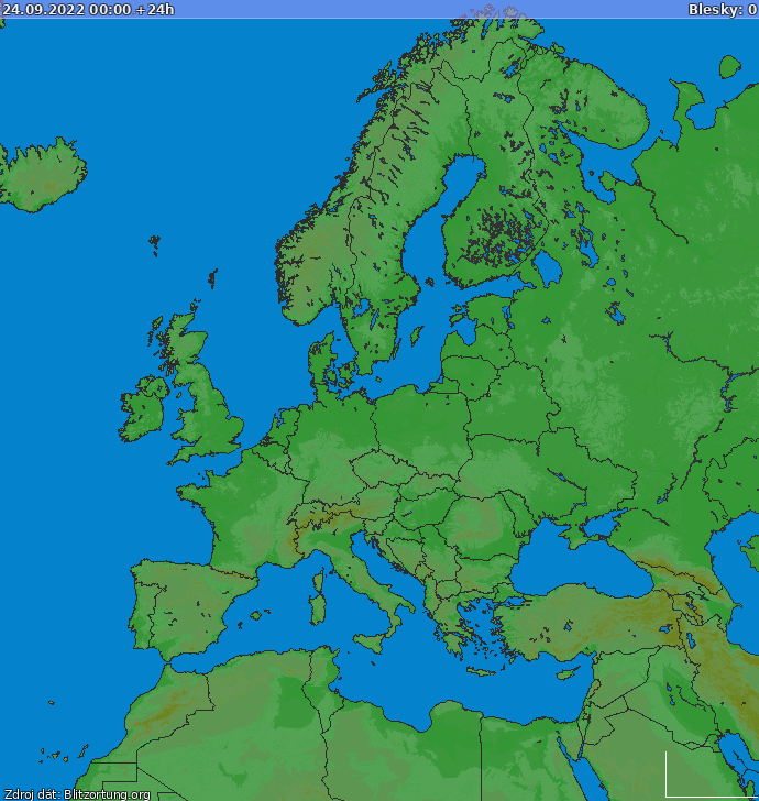 Mapa bleskov Európa 24.09.2022