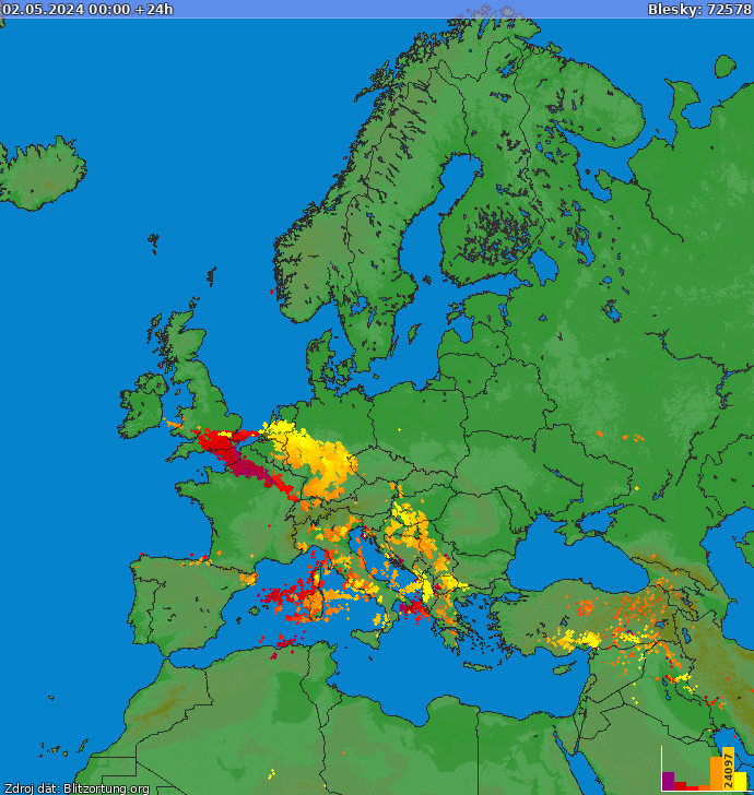 Lightning map Europe 2024-05-02