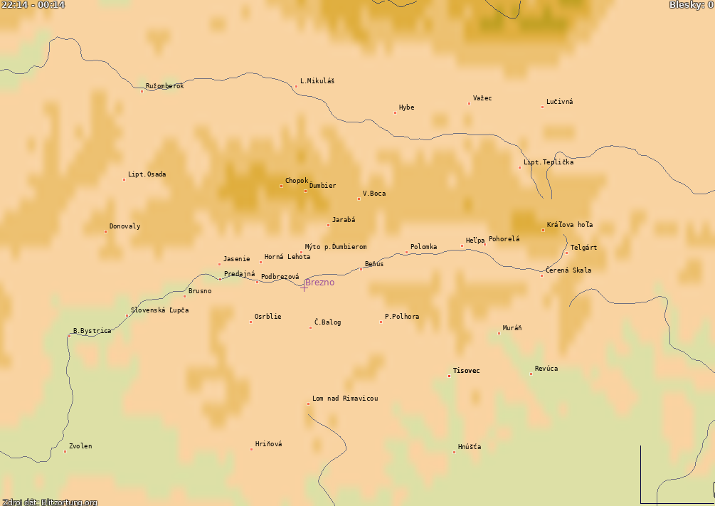 Mapa bleskov Horehronie 20.01.2022 15:21:55