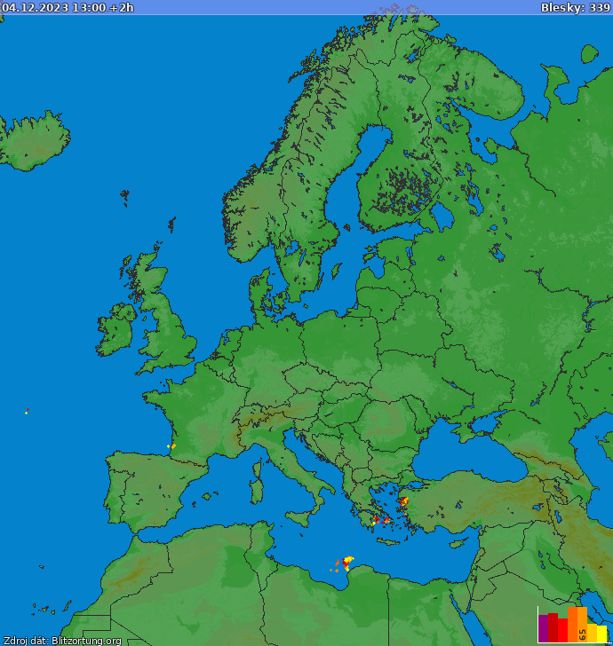 Lightning map Europe 2023-12-04 (Animation)