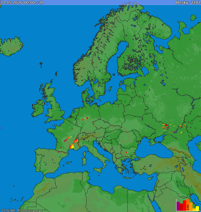 Lightning map Europe 2026-05-11 (Animation)