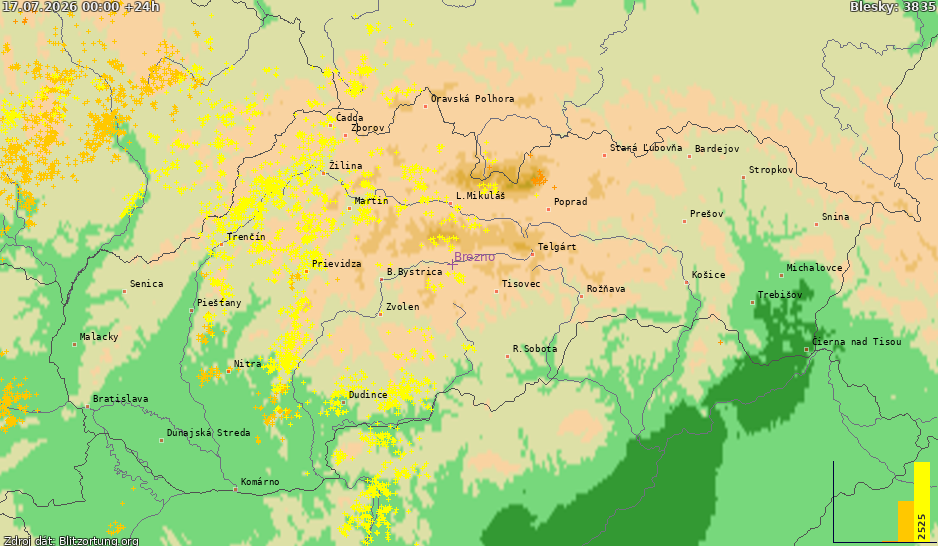 Blitzkarte Slovensko 18.07.2026
