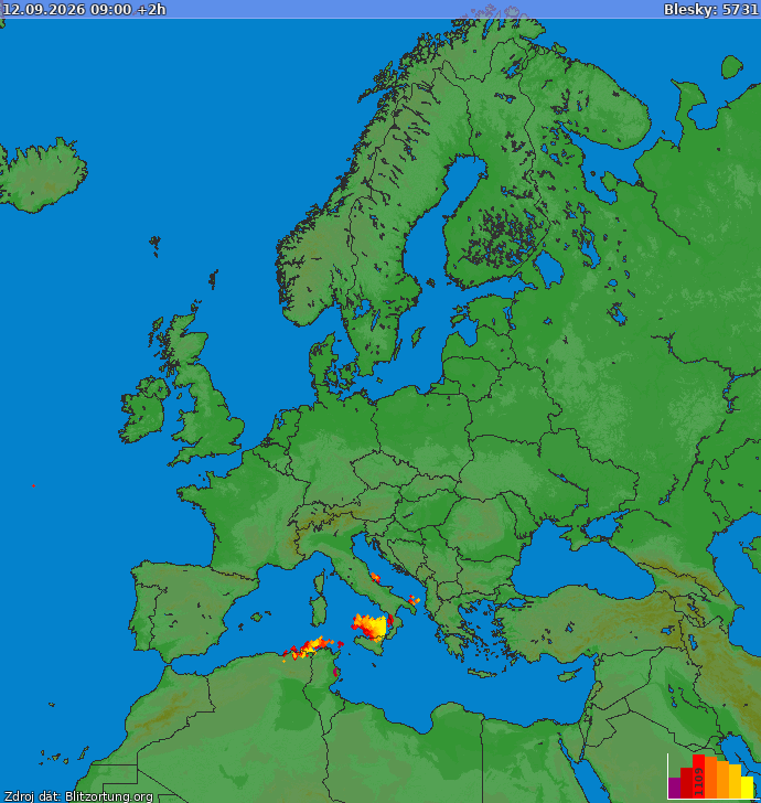 Lightning map Europe 2026-09-12 (Animation)