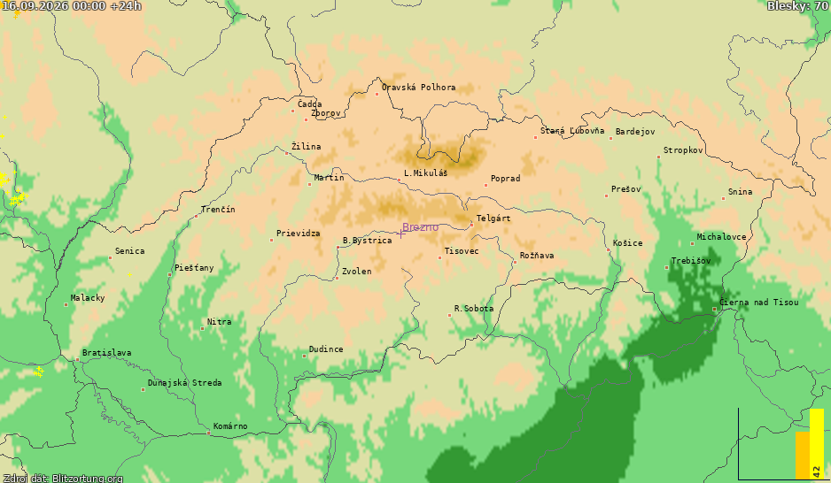 Mapa bleskov Slovensko 17.09.2026