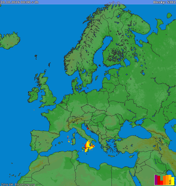 Lightning map Europe 2026-10-10 (Animation)